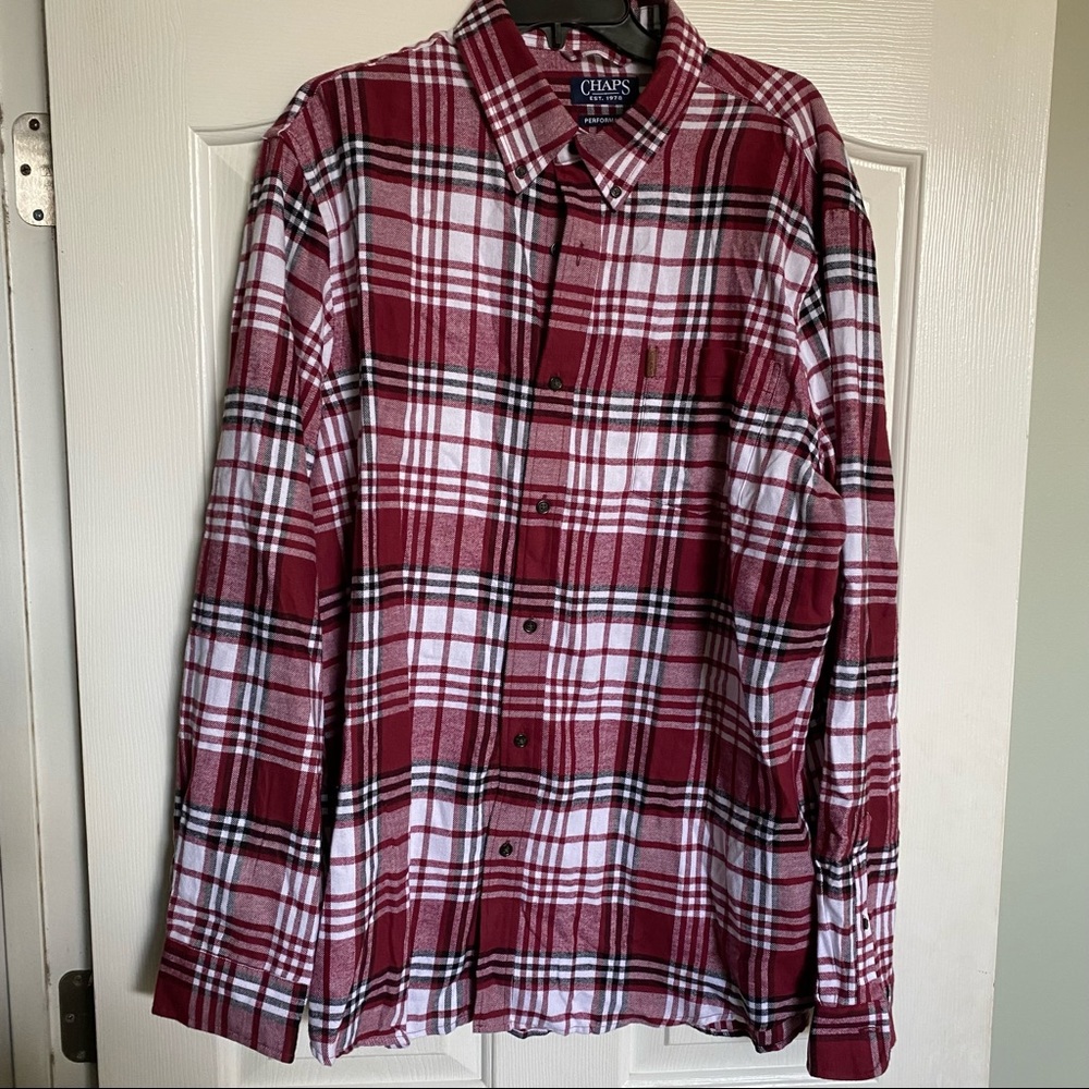 Men’s CHAPS Button Front  Shirt 2XL Plaid